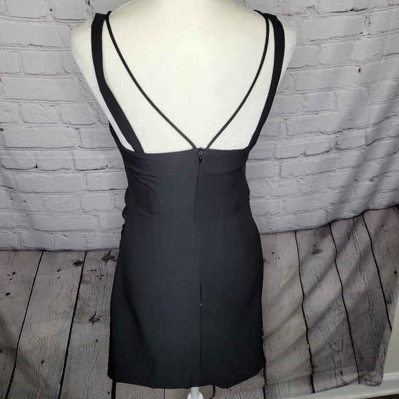 NWT ZARA Black Strap Women's Midi Dress Zip Back Sz L - Picture 3 of 7